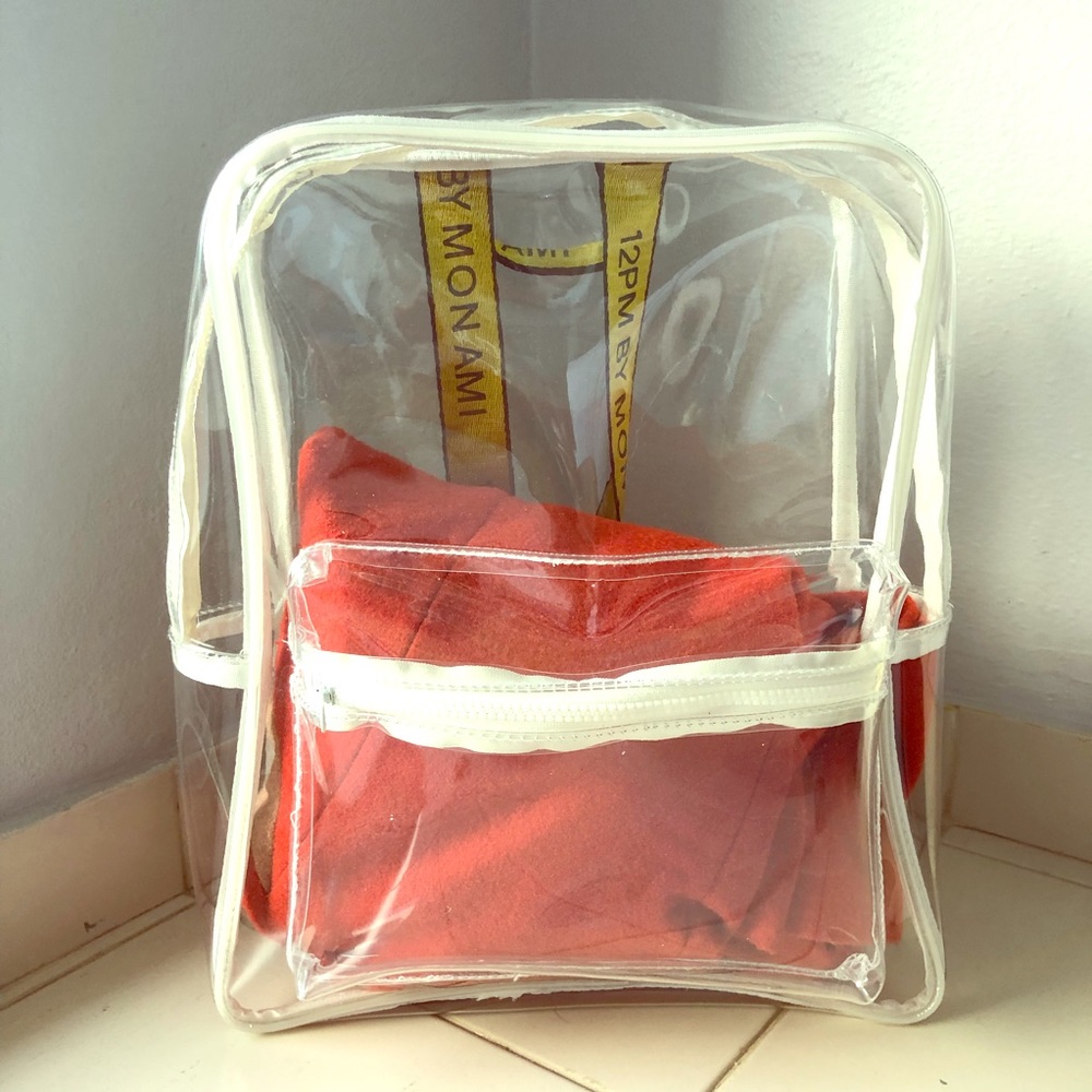 Water resistant clear strong backpack.